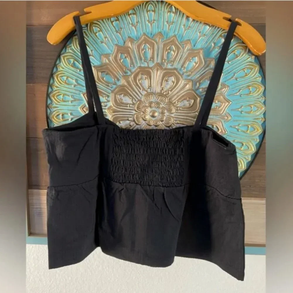 NWT Jcrew SEERSUCKER TIE-FRONT TOP in Black